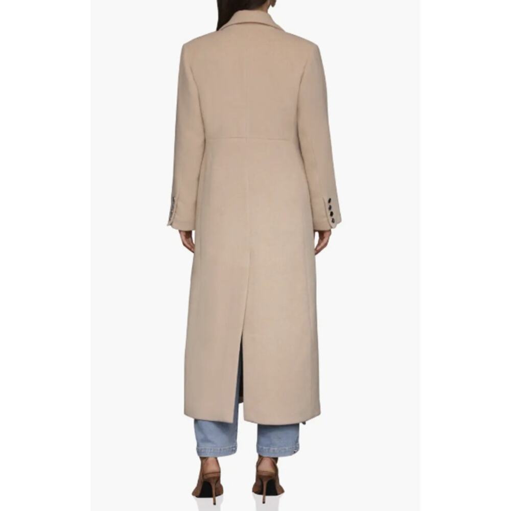Avec Les Filles Strong Shoulder Hourglass Single Breasted Coat Beige Size Small - Picture 2 of 8
